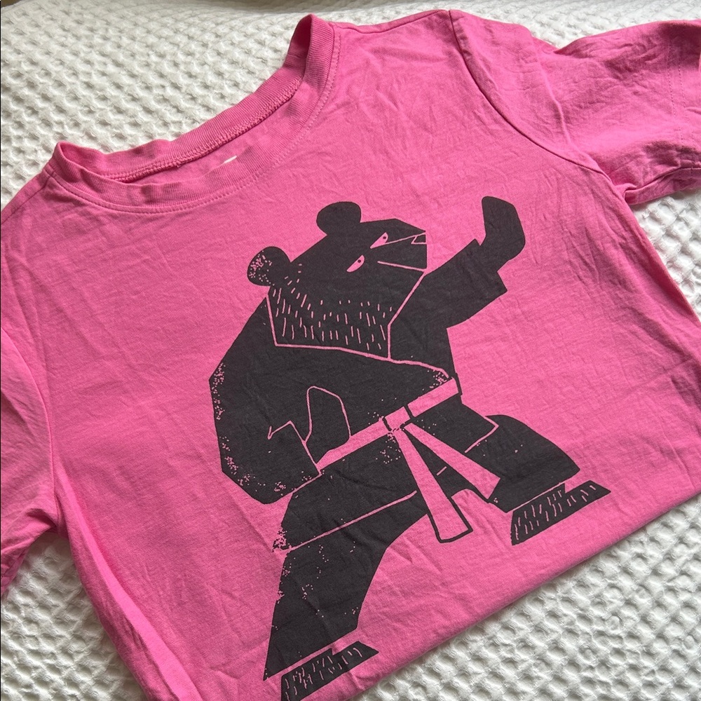 Tea Collection Pink Karate Bear Short Sleeve Tee